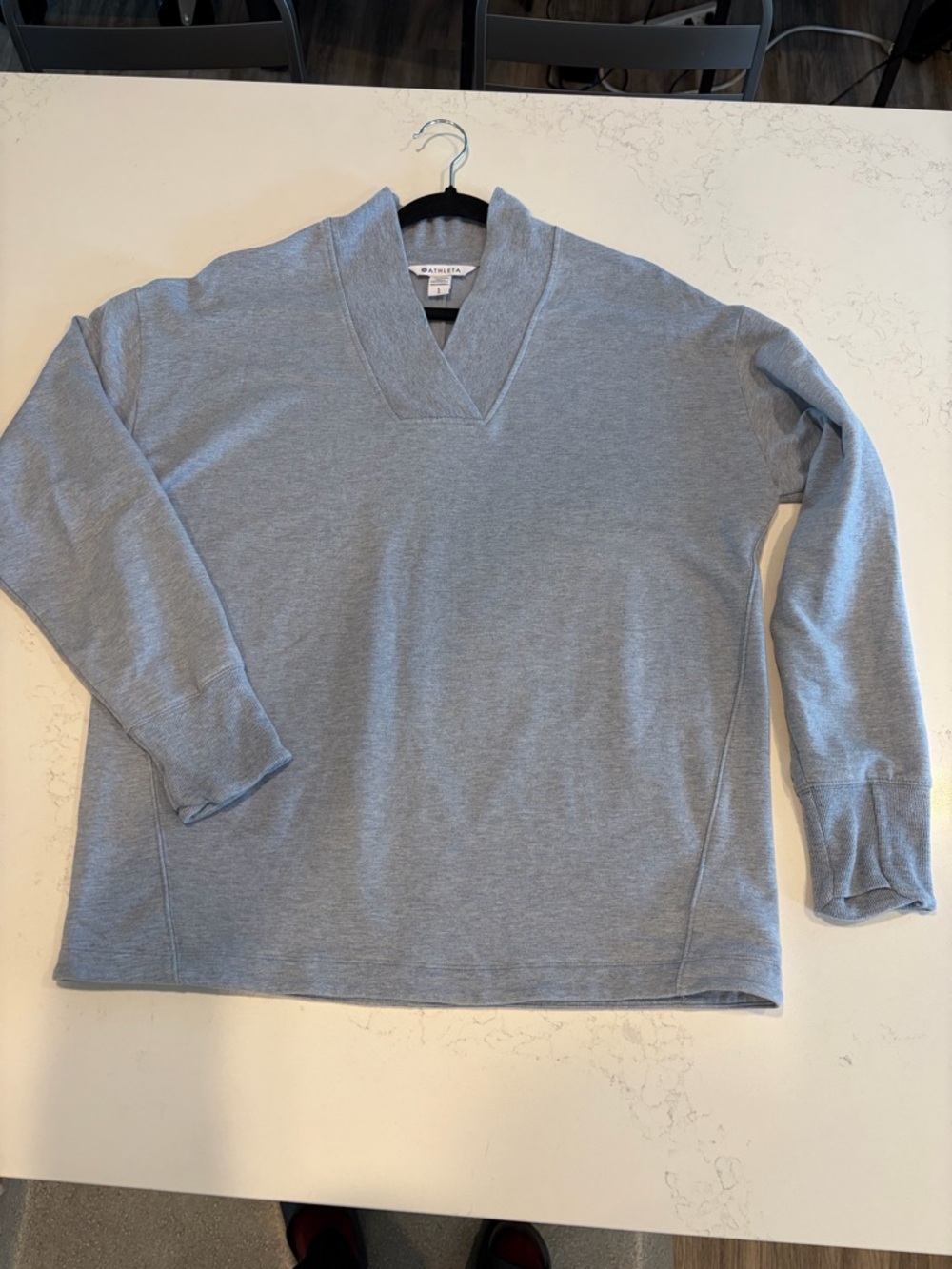 Athleta Light Blue Clarity  V-Neck Pullover Sweatshirt